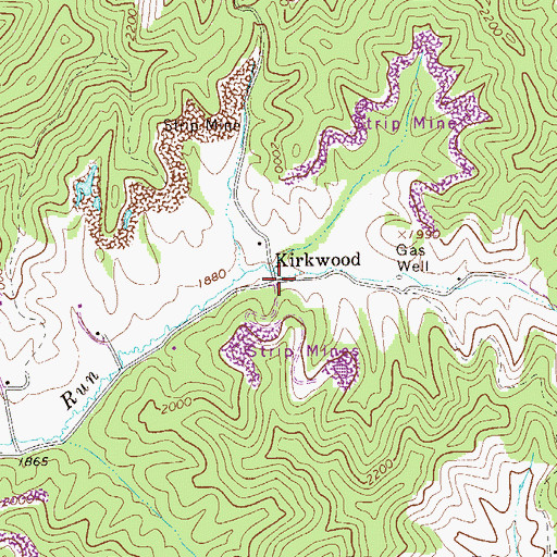 Topographic Map of Kirkwood, WV