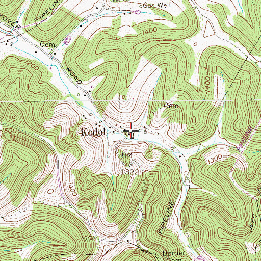 Topographic Map of Kodol, WV