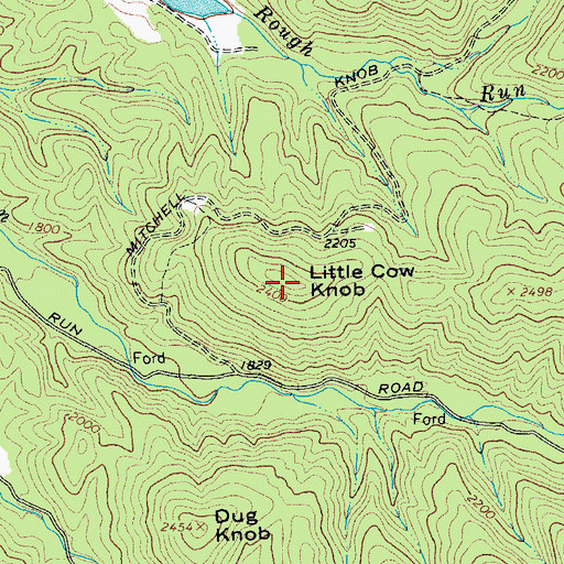 Topographic Map of Little Cow Knob, WV