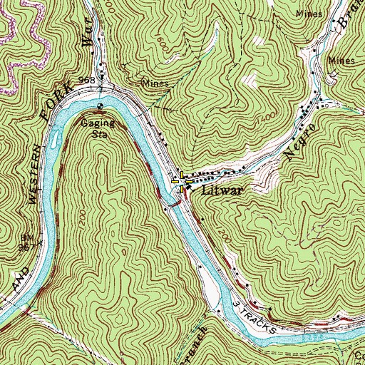 Topographic Map of Litwar, WV