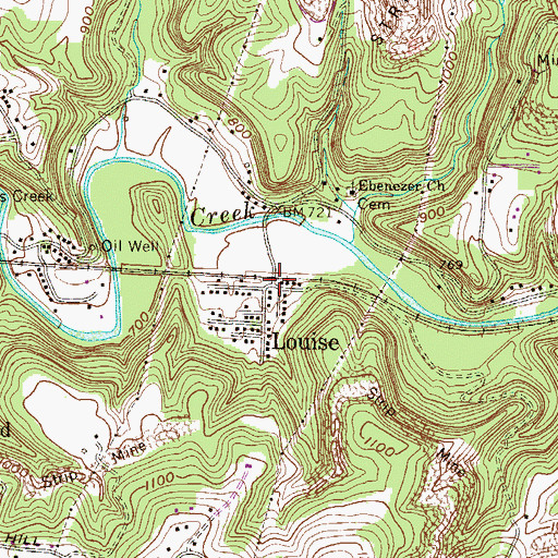 Topographic Map of Louise, WV