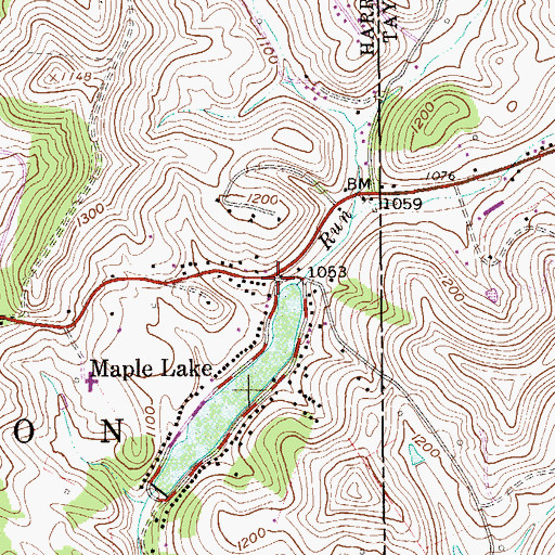 Topographic Map of Maple Lake, WV
