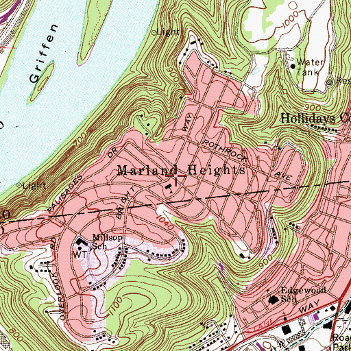 Topographic Map of Marland Heights, WV