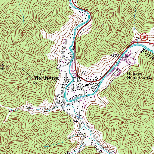 Topographic Map of Matheny, WV