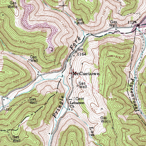 Topographic Map of McCuetown, WV