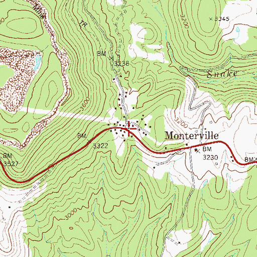 Topographic Map of Monterville, WV