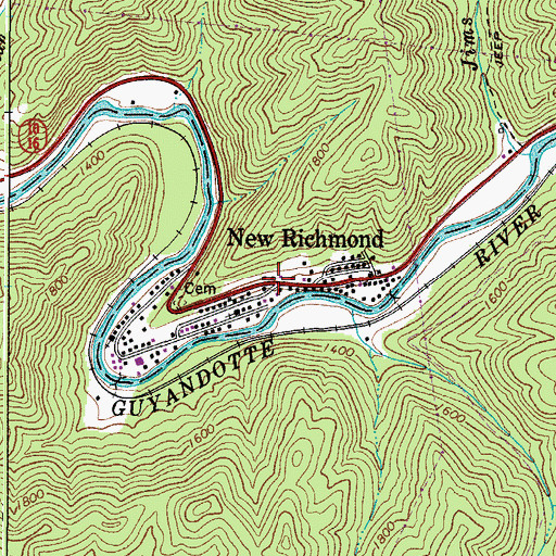 Topographic Map of New Richmond, WV