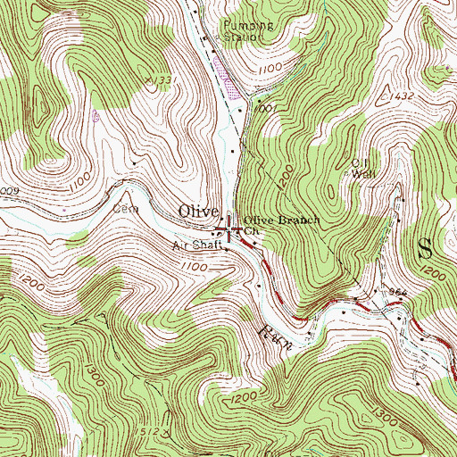 Topographic Map of Olive, WV