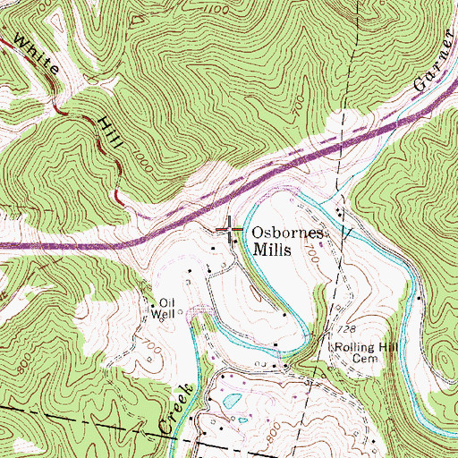 Topographic Map of Osbornes Mills, WV