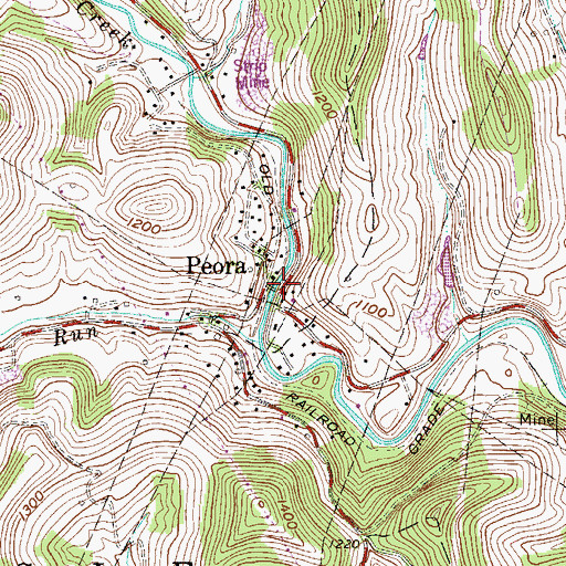 Topographic Map of Peora, WV