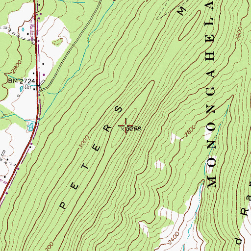Topographic Map of Peters Mountain, WV