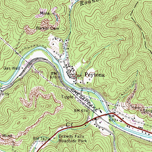 Topographic Map of Peytona, WV