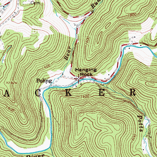 Topographic Map of Poling, WV