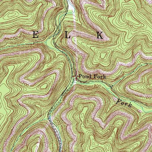 Topographic Map of Pond Fork, WV