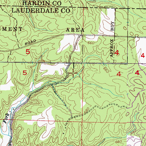 Topographic Map of Lauderdale State Wildlife Management Area, AL
