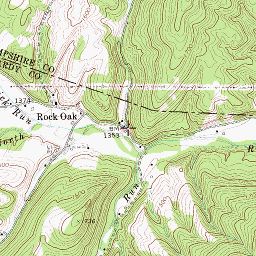 Topographic Map of Rock Oak, WV