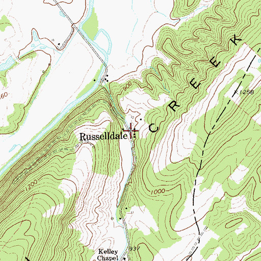 Topographic Map of Russelldale, WV
