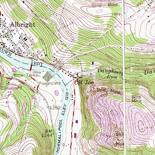 Topographic Map of Saint Joe, WV