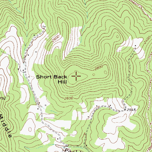 Topographic Map of Short Back Hill, WV