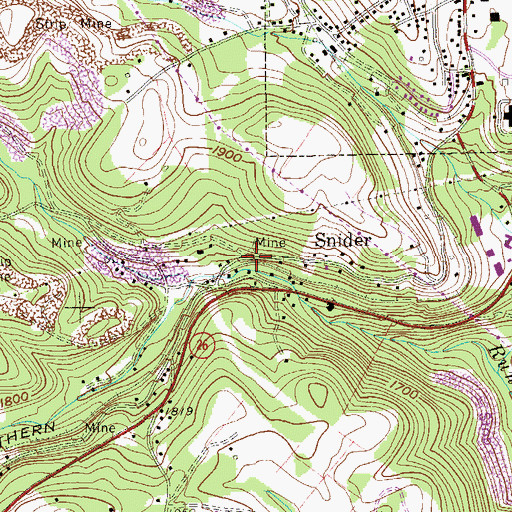 Topographic Map of Snider, WV