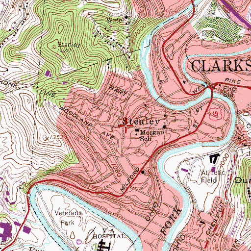 Topographic Map of Stealey, WV