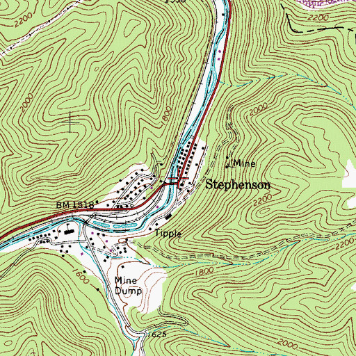 Topographic Map of Stephenson, WV