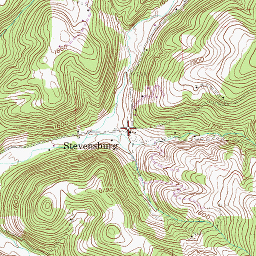 Topographic Map of Stevensburg, WV