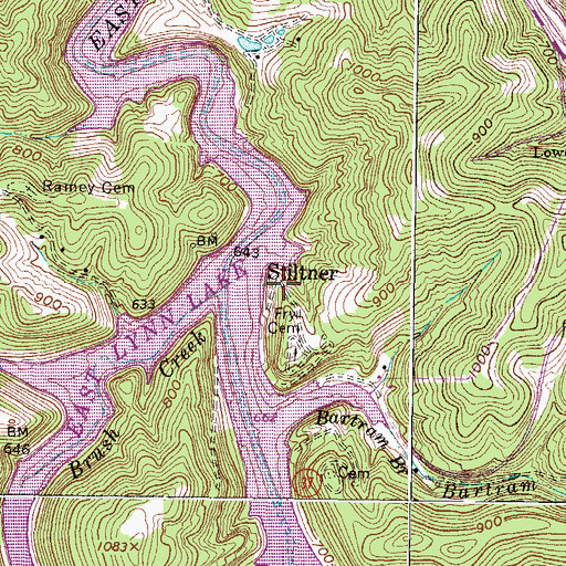 Topographic Map of Stiltner, WV