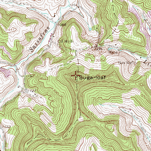 Topographic Map of Sugarloaf, WV