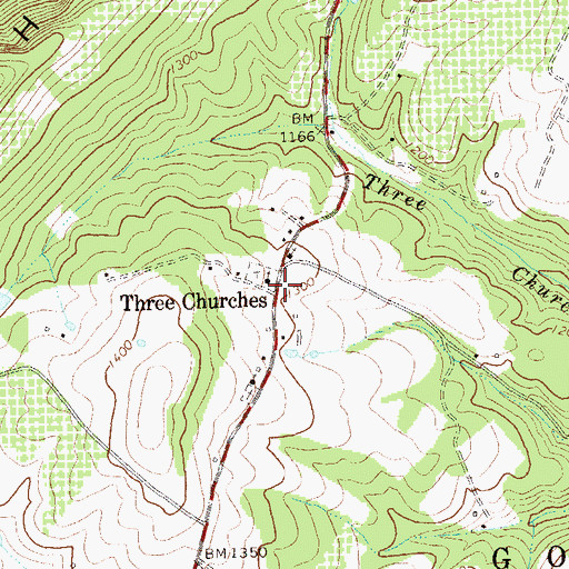Topographic Map of Three Churches, WV