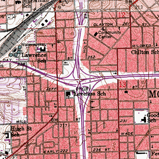 Topographic Map of Interchange 171, AL