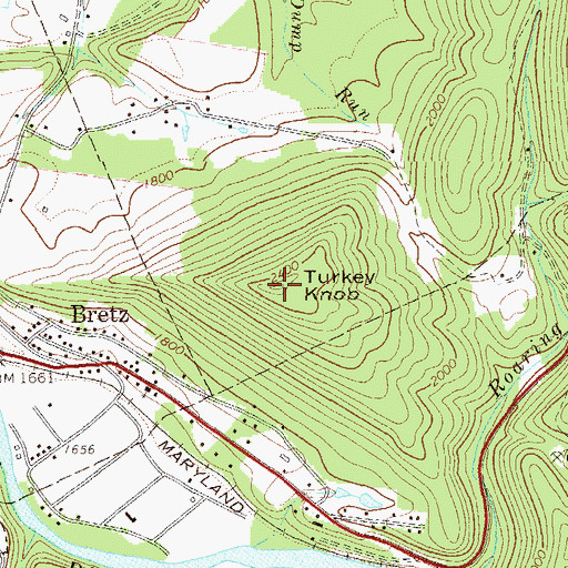 Topographic Map of Turkey Knob, WV