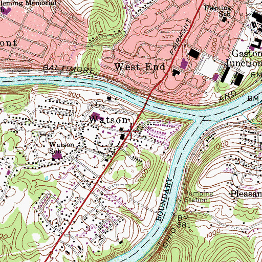 Topographic Map of Watson, WV