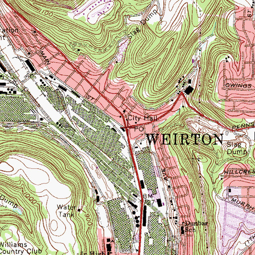 Topographic Map of Weirton, WV