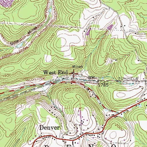 Topographic Map of West End, WV