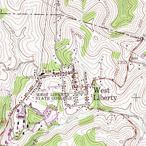 Topographic Map of West Liberty, WV