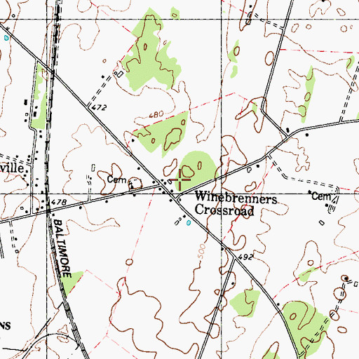 Topographic Map of Winebrenners Crossroad, WV