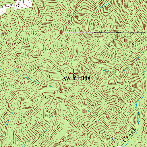 Topographic Map of Wolf Hills, WV