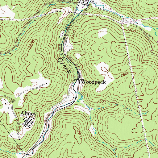 Topographic Map of Woodpeck, WV