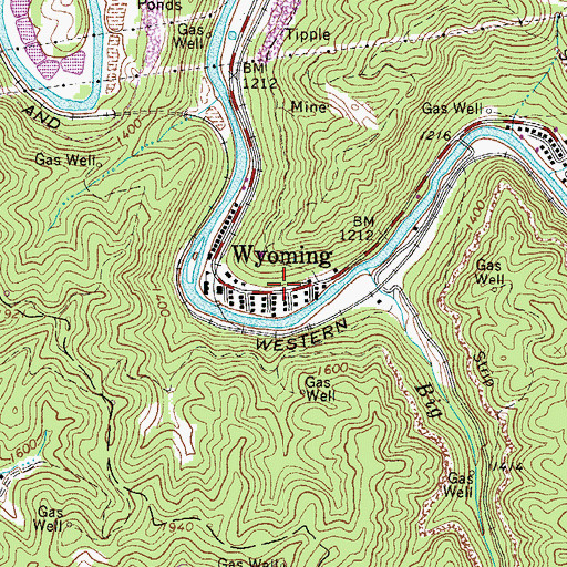 Topographic Map of Wyoming, WV