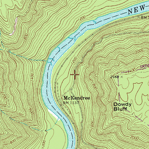 Topographic Map of McKendreee Public Hunting and Fishing Area, WV