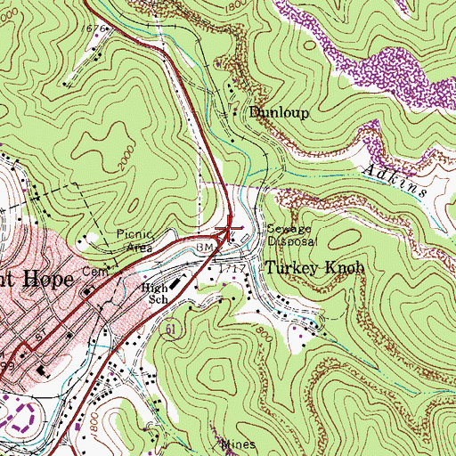 Topographic Map of Price Hill Junction, WV