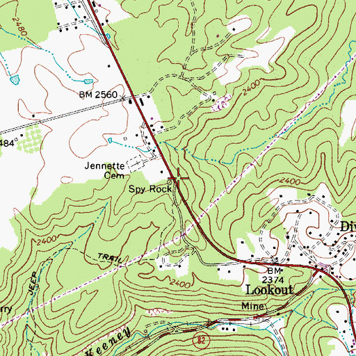 Topographic Map of Spy Rock, WV