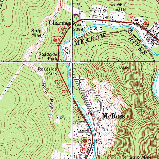 Topographic Map of Fairview (historical), WV