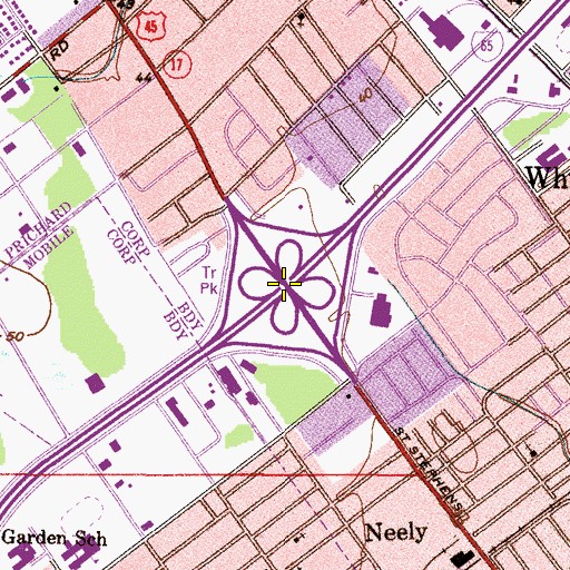 Topographic Map of Interchange 8, AL