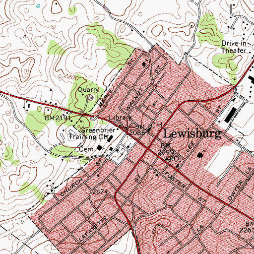 Topographic Map of Shuck Memorial Baptist Church, WV