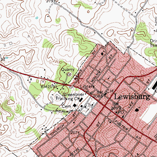 Topographic Map of Maple Street Historic District, WV