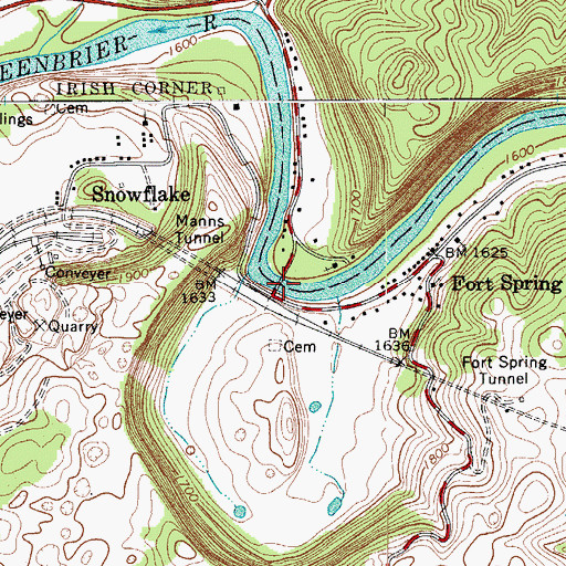 Topographic Map of Stephens Ferry (historical), WV