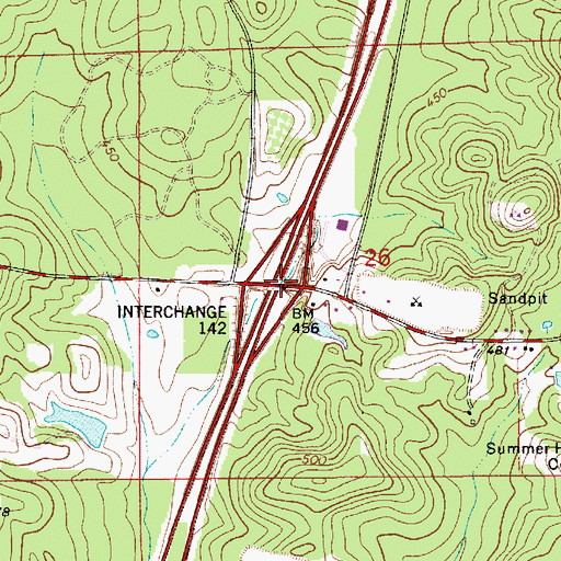 Topographic Map of Interchange 142, AL