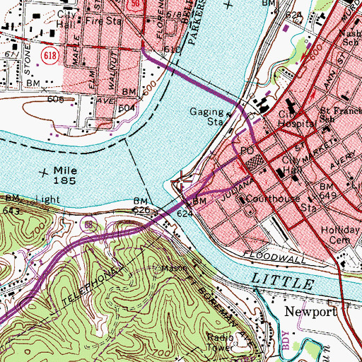 Topographic Map of Murphy Park, WV